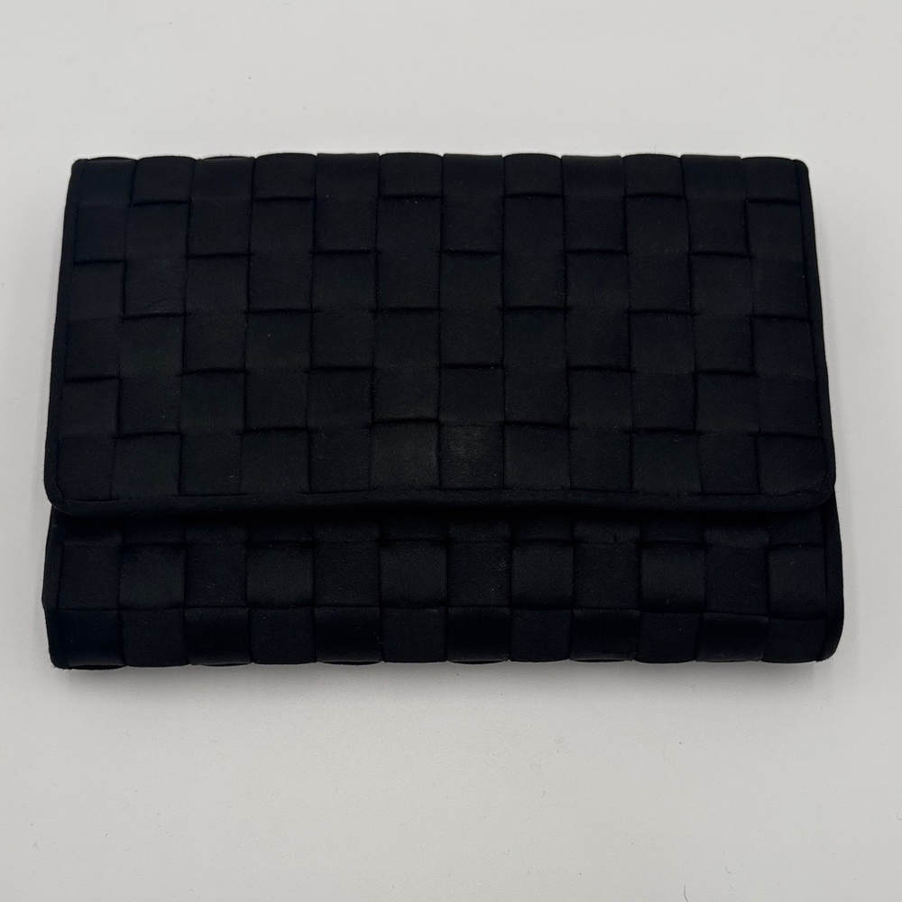 Vintage Black Woven Satin Clutch Purse w/ Coin Purse & Mirror – Broken Clasp